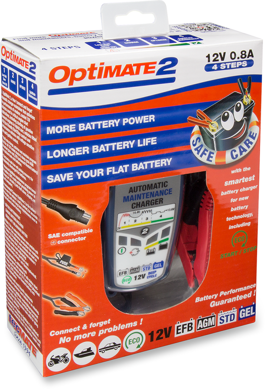 Chargeur Tecmate Optimate 2 4 étapes 12 V 0,8 A (TM-421)