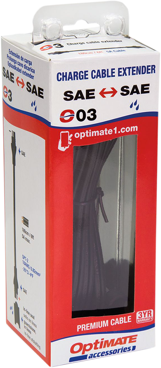 Câble Tecmate Optimate SAE/SAE 6 pieds/180 cm (O-03)