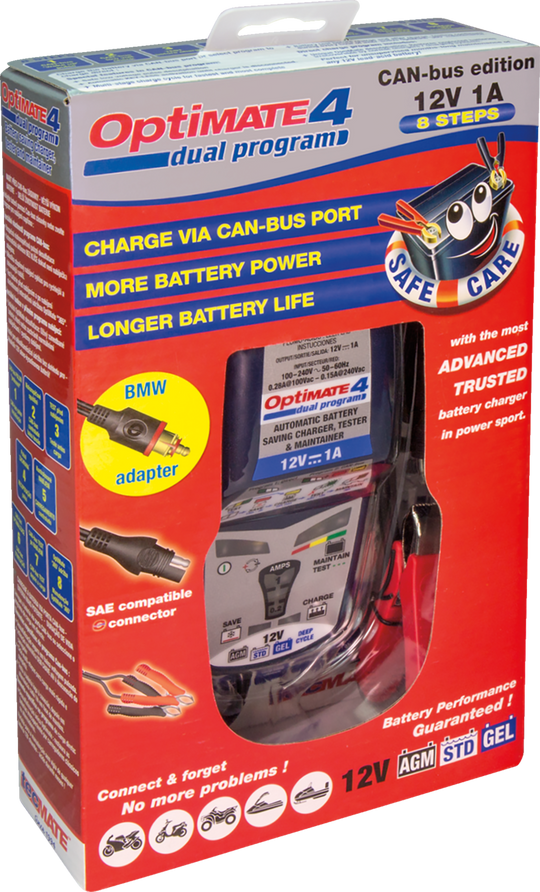Tecmate Optimate 4 Can-Bus 8/9-Step 12V 1A Charger (TM-351)