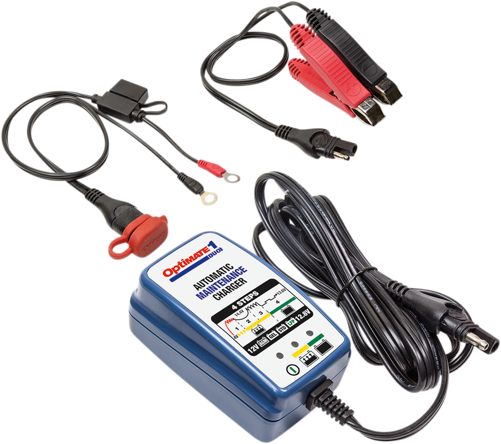 Chargeur Tecmate Optimate 1 Duo 4 étapes 12 V 0,6 A + lithium (TM-409)