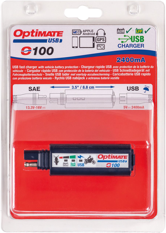 Tecmate Optimate Chargeur USB 2400ma Moniteur 3 LED (O-100V3)