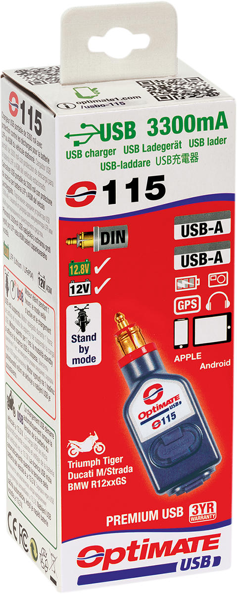 Chargeur double USB-A Tecmate Optimate (O-115V2)