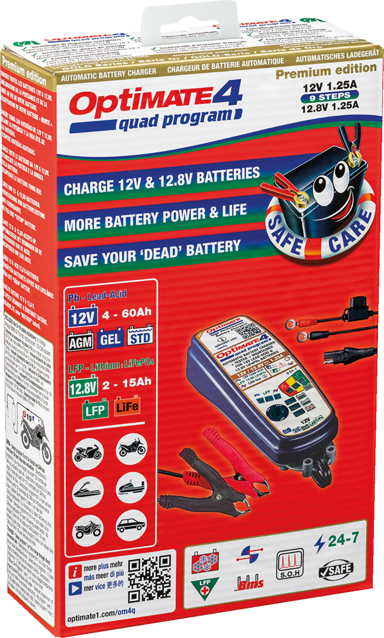Tecmate Optimate 4 Quad Program Premium Battery Charger/maintainer (TM-631-Pr)