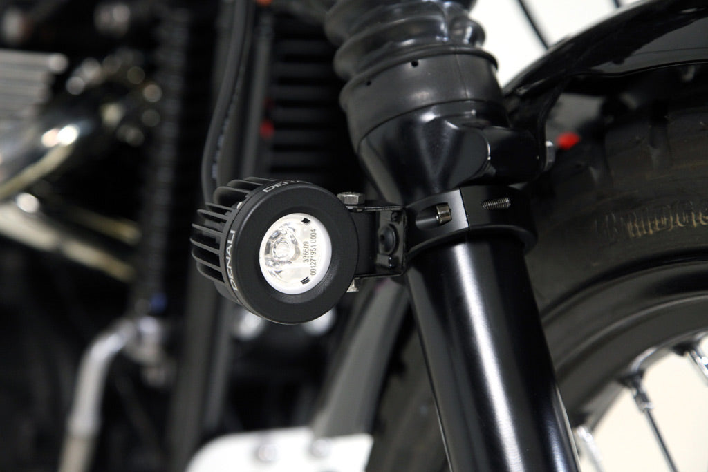 Denali Inverted Fork Tube Auxiliary Light Mount For 50mm-60mm (2in-2.375in) Diameter Tubes | Black (rev07)